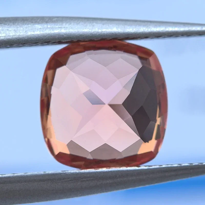 Lab Grown Sapphire Orange Color Square Cushion Shape Top Quality Charm Beads For Diy Jewel Making Selectable AGL Certificate