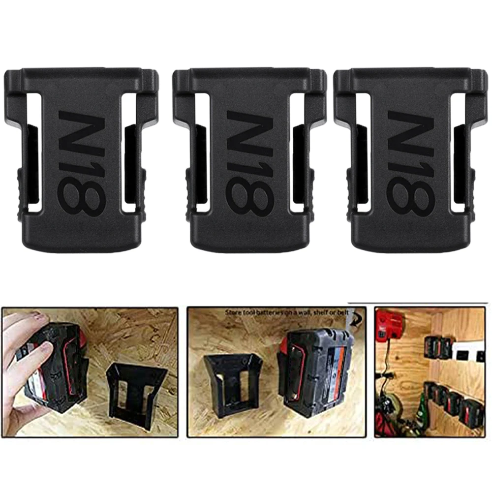 

Best 3 pcs Battery Holder for Milwaukee Battery Mount Dock Holder Fit for 48-11-1850 18V Mount Holder Cover Dock Clip