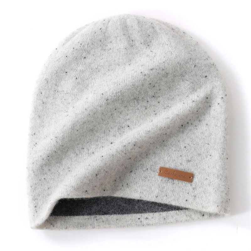 高級ハイエンドピュアカシミア帽子秋冬ユニセックスニット二重層厚く暖かい耳保護帽子