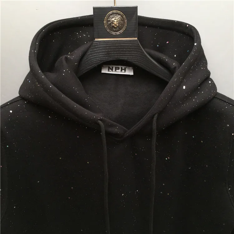 2025 خريف شتاء جديد الغجر الترتر الصوف مقنعين سترة بأكمام طويلة المألوف العصرية الرجال سترة فضفاضة غير رسمية متعددة الاستخدامات