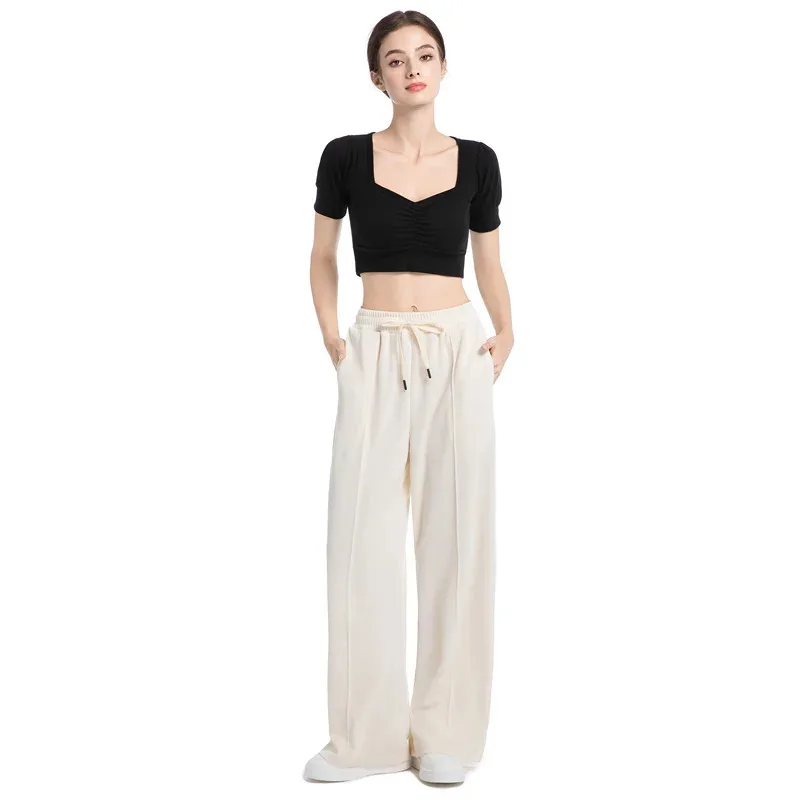 

2025 yiyi Tie Pants For Women Summer Loose Wide Leg Trousers Jumpsuit Casual Spaghetti Strap Stretchy Long Pant Sports Sw