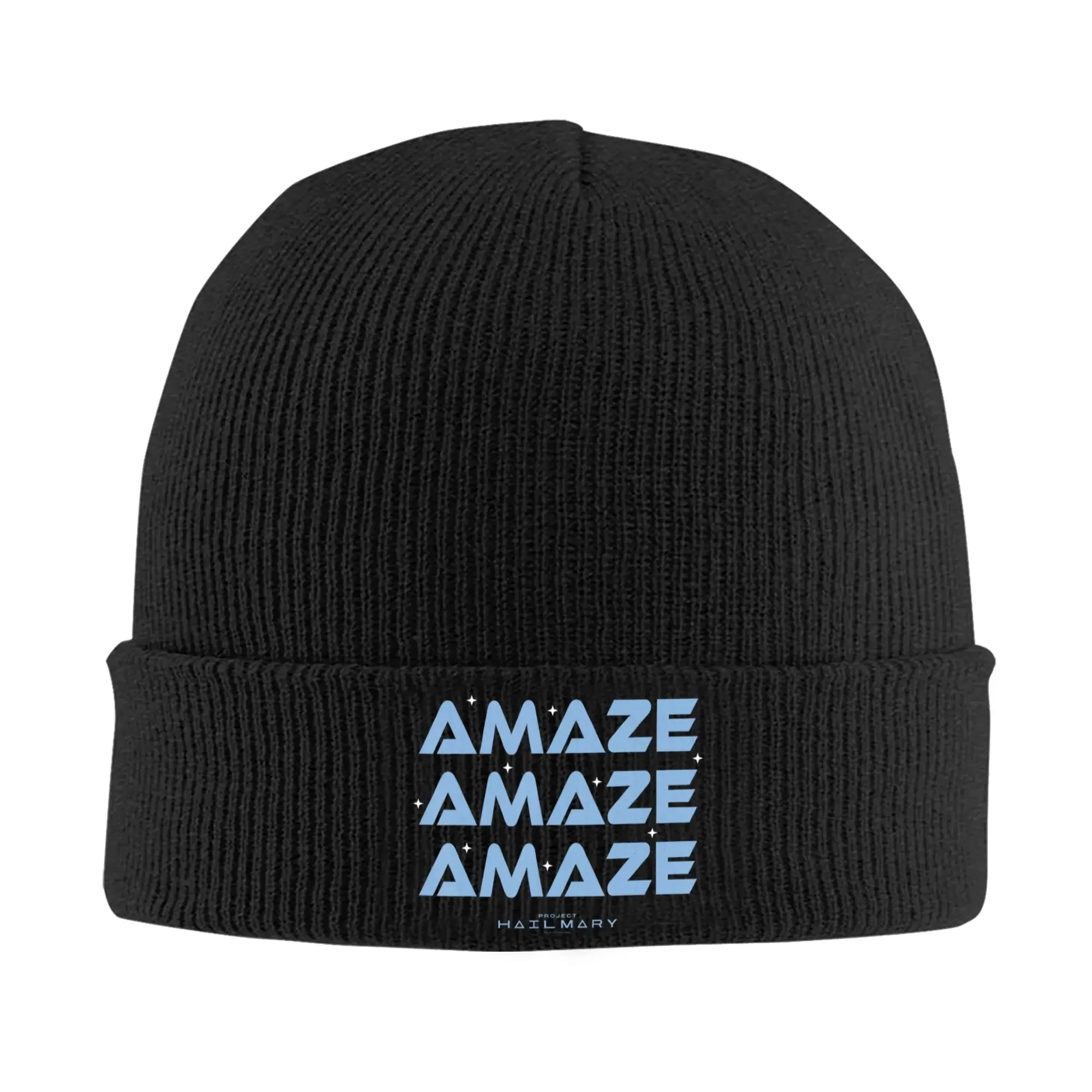 Project Hail Mary Amaze Repeat Typography Poster Knitting Hat Cool Caps Male Outdoor Beanie Hats Winter Printed Warm Bonnet Hats