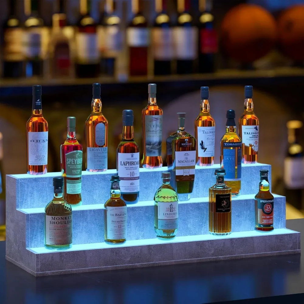 

LED Lighted Liquor Bottle Display Shelf, 38 Inch Bar Display Shelf, DIY Illuminated Bottle Shelf with App & Remote Control, 3 St