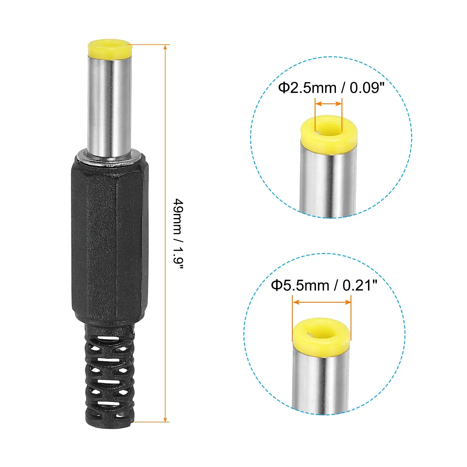 DC Male Barrel Connector 5.5x2.5mm/5.5x2.1mm Solder Type DIY Plug Replacement for Power Adapter Cable - 5/10/20pcs image 5