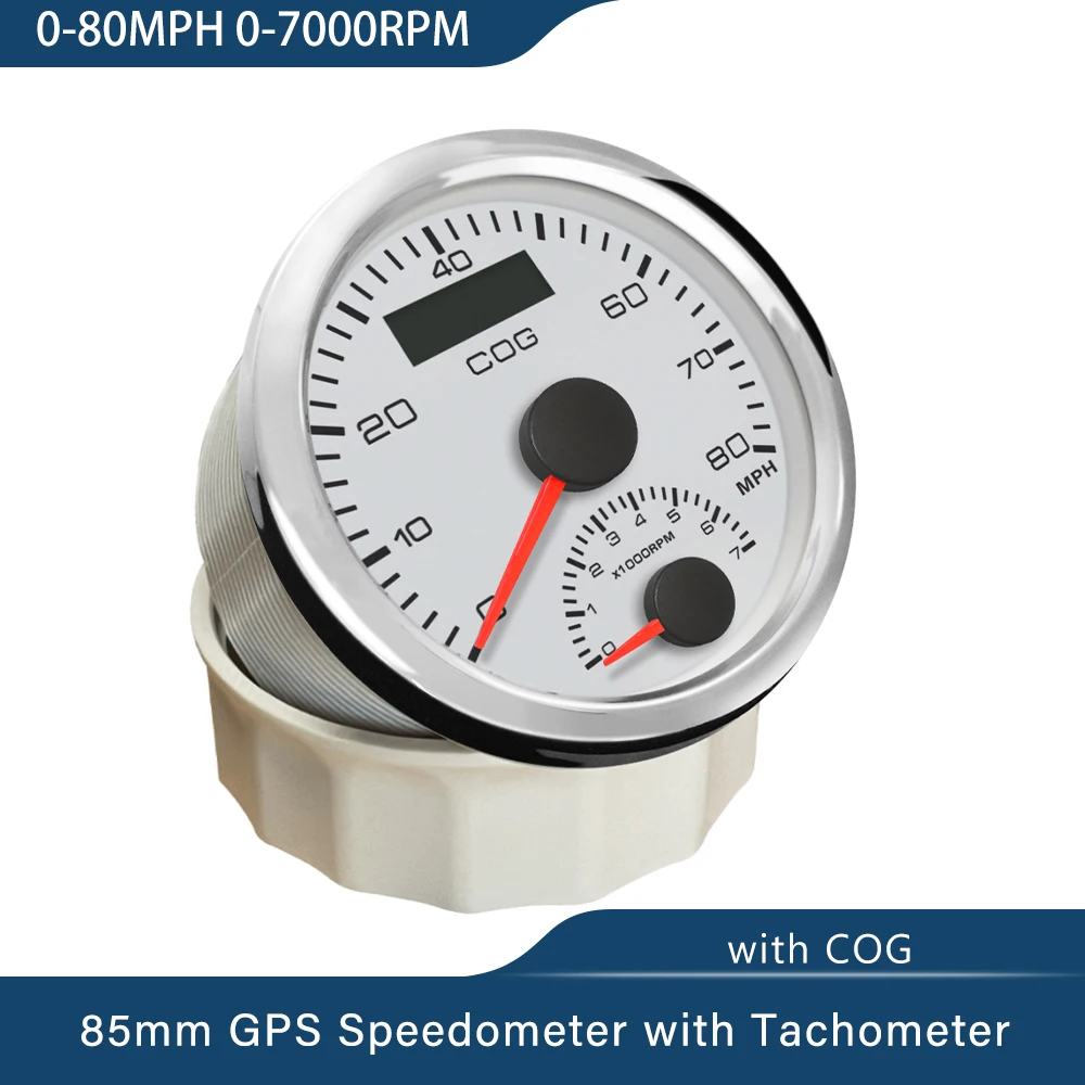 

ELING Truck Universal 85mm GPS Speedometer 0-80MPH 0-7000RPM with GPS Antenna Amber Backlight 12V 24V for Car Boat Motorcycle