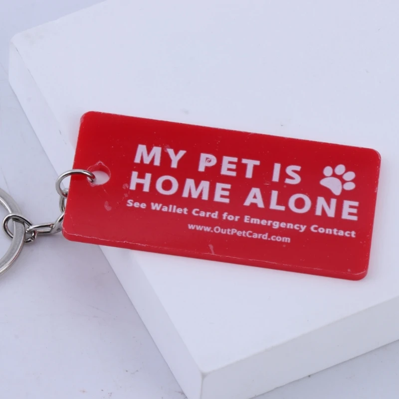 Pets are Home Alone Alert Key Tags Keychain Emergency Contact Wallet Card Folded Pet Emergency Wallet Tags QXNF