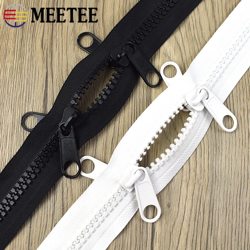 

Meetee 1-6Meters 10# Resin Zipper for Tent Double Sliders Close End Zip Sewing Replacement Zippers Repair Clothing Closure Ziper
