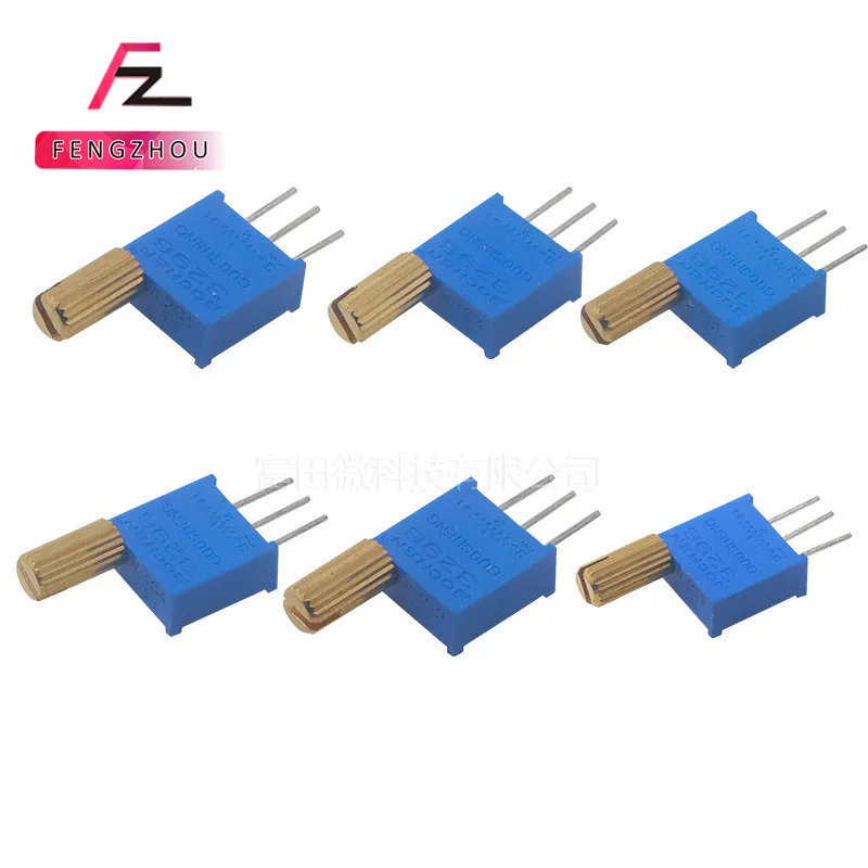 5Pcs 3296W Multi-Turn Adjustable Potentiometer 1K2K5K10K20K50K100K200K500K1M Metal Shaft Long Handle