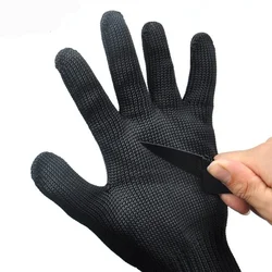 Guantes anticorte para caza al aire libre, guantes resistentes al corte, cuchillo anticorte, protección de mano, malla metálica, transpirable, 1 par