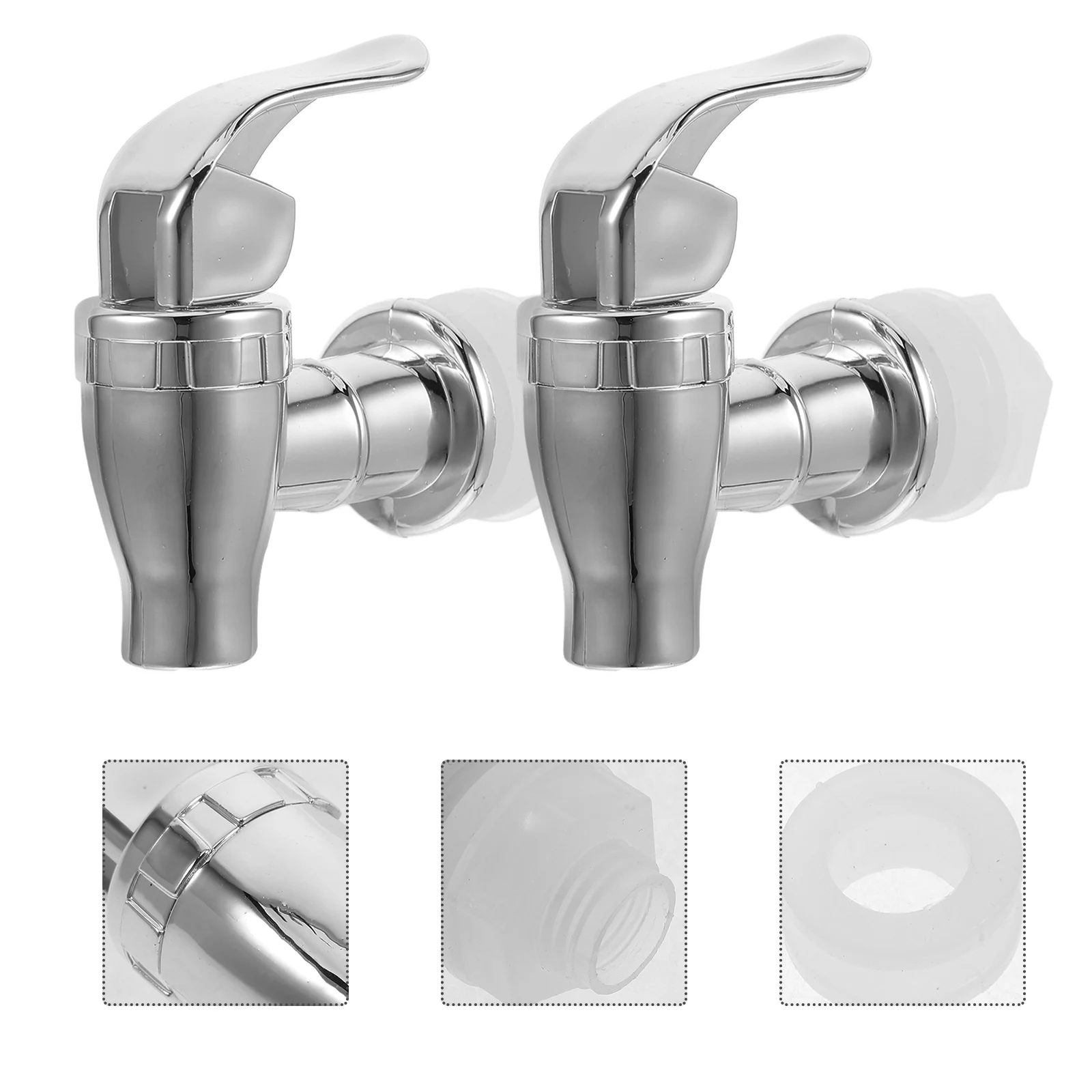 

4 Pcs Beverages Drink Dispenser Faucet Cold and Hot Water Spigot Tap Replacement Drinks Button Plastic Silver Push