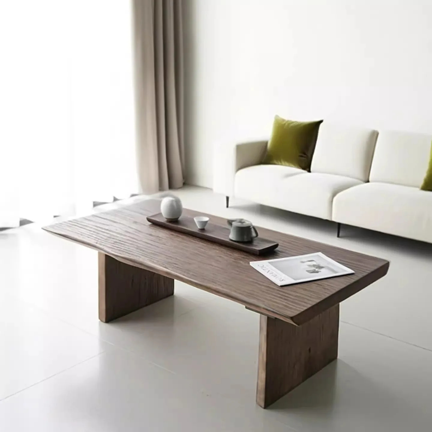 Solid wood small apartment log special-shaped homestay hotel tatami low table