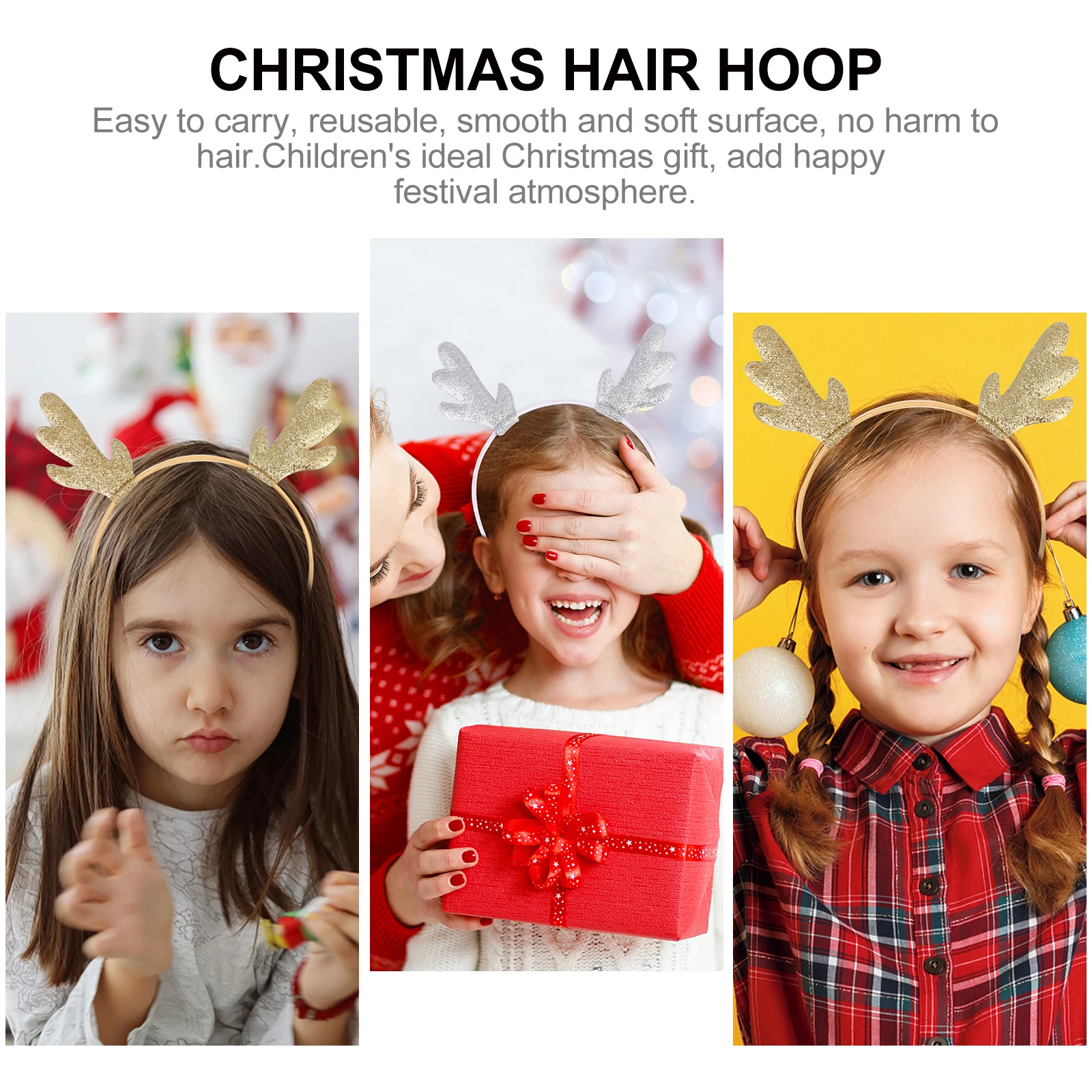 

4pcs Christmas Antler Hoop Girls Women Party Antler Headbands For Women Headband Reindeer Fabric Child Durable