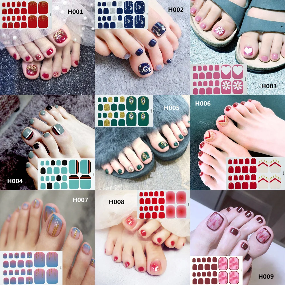 22 tips/sheet Beauty & Health Waterproof Nail Art Full Cover Nail Decorations Nail Stripe Manicure Decals Toe Nail Stickers