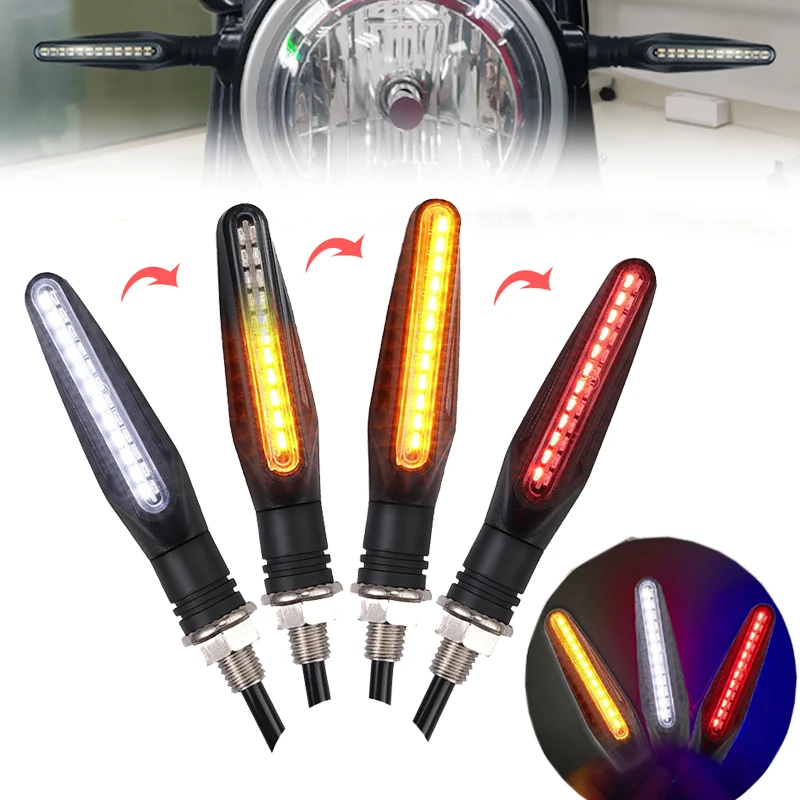24Led Motorcycle LED Turn Signal Lights White Red Amber Flowing Indicators Front Rear Light Flasher Blinker For Honda For Yamaha
