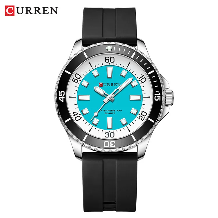 CURREN 8448 Classic Silicone Watch Business Waterproof Male Students Clock Luminous Round Quartz Men Watch Reloj Hombre 2025 image 3
