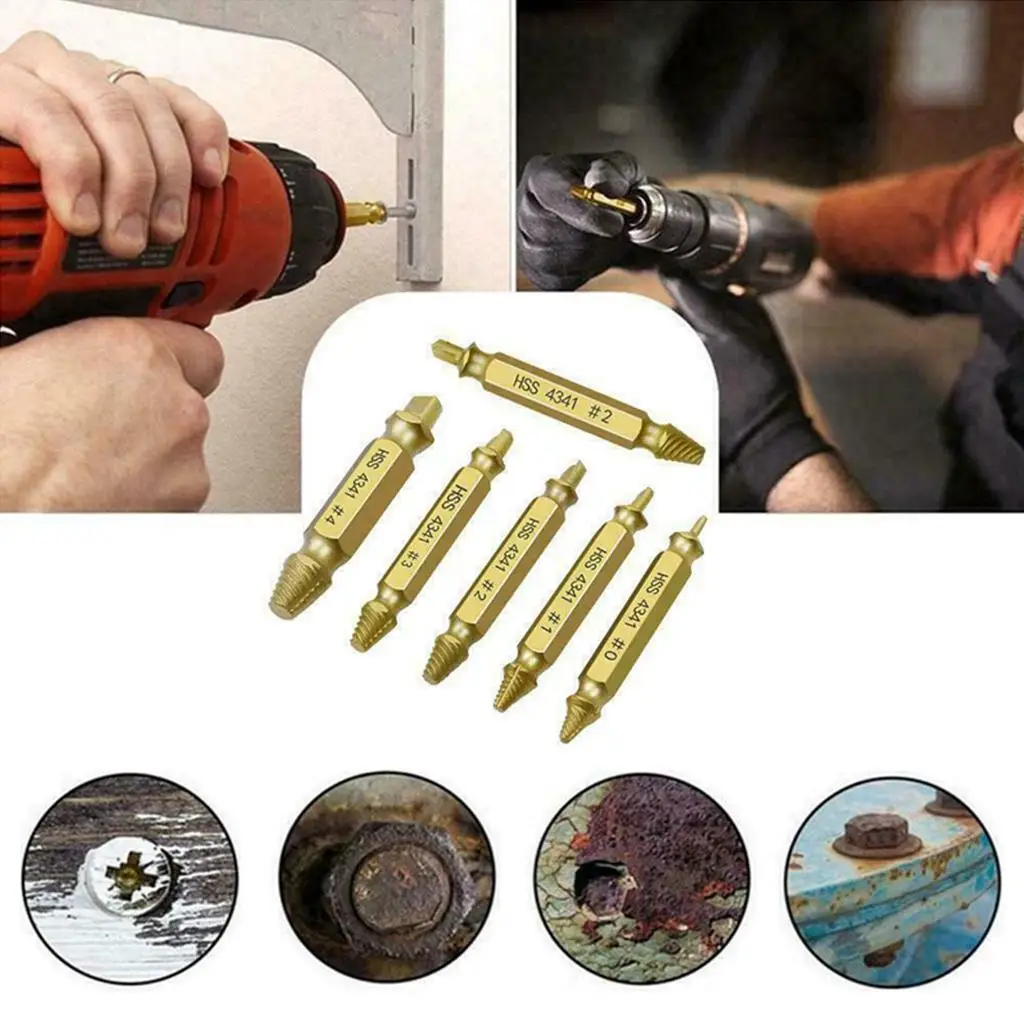 6x Broken Screw Extractor Remover ชุดความเร็ว Stripped เสียหายเครื่องมือ