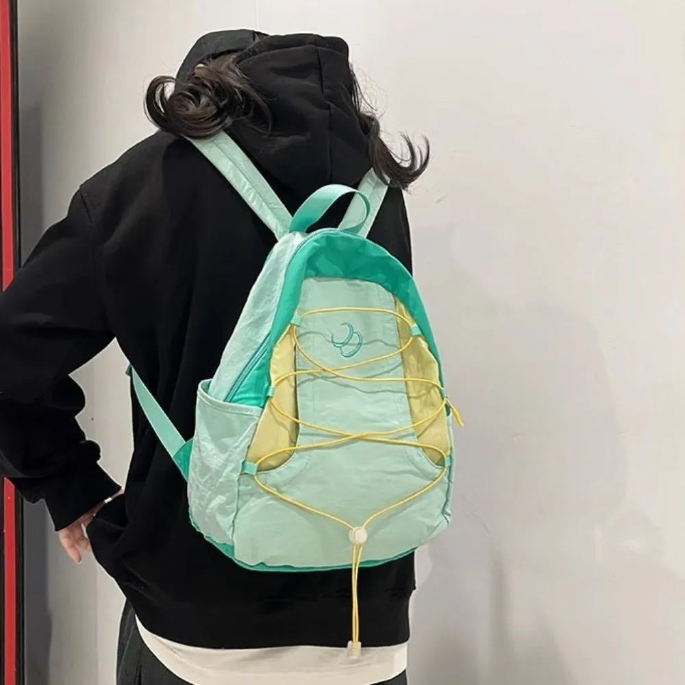 

Patchwork Contrast Color Lightweight Backpack Y2k Japanese Style Nylon Shoulder Bags Aesthetic Streetwear Student Schoolbag