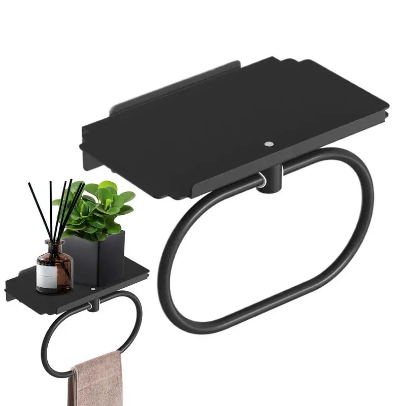 

Держатель для полотенец для рук Аксессуары для душевой фурнитуры Сверхмощные аксессуары для ванной Без сверления Настенная вешалка для полотенец с полкой для