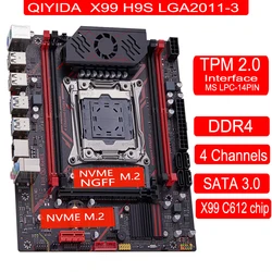 QIYIDA X99 motherboard TPM 2.0Interface LGA 2011 3 with NVME NGFF M.2 Support 4 channels X99 C612chip DDR4 Memory SATA3.0 USB3.0