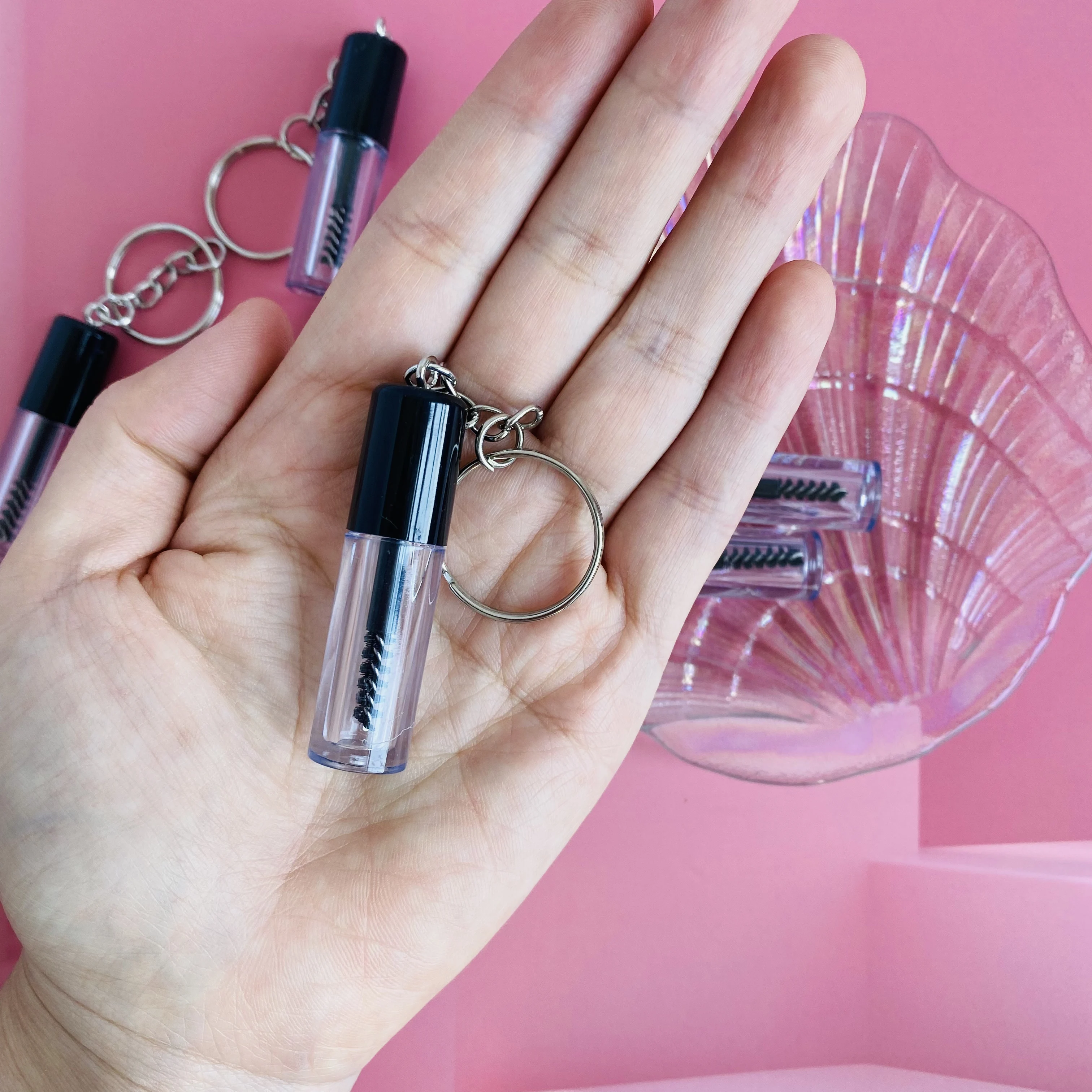 Tubo per mascara vuoto di piccole dimensioni campione da 3/10 pezzi con portachiavi con bacchetta per ciglia