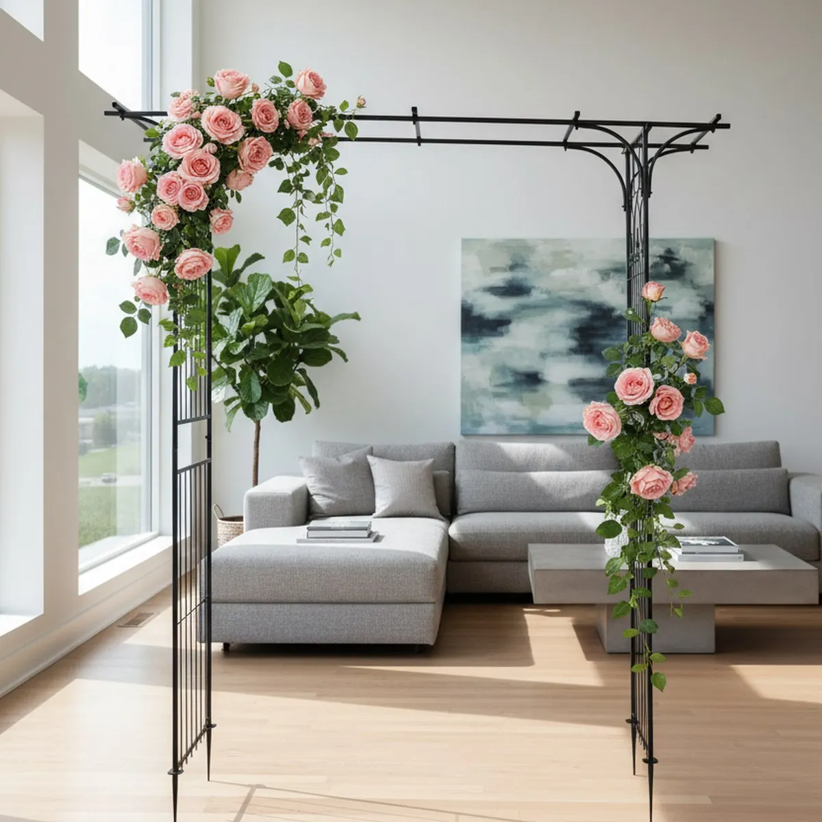 Metal Garden Arch Trellis for Plants Weddings Parties Backyard Decor Black