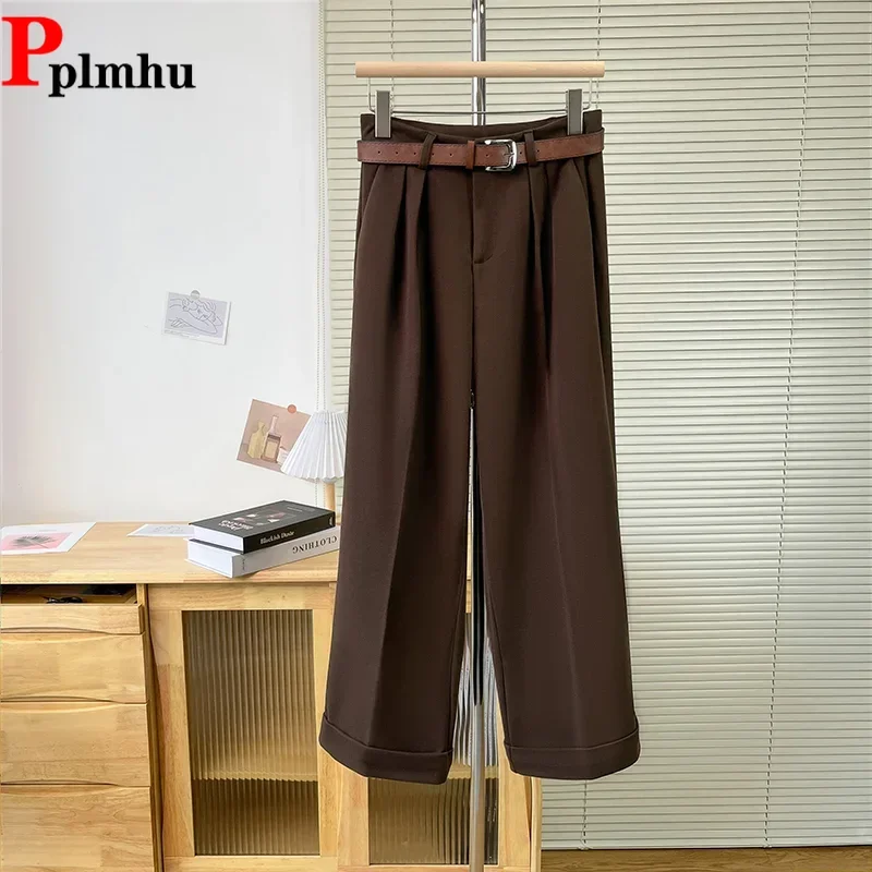 

Thick Woolen Wide Leg Suit Pants Formal Women Spodnie Loose Broek Korea Classic Casual Fall Winter Elegant Baggy Pantalones