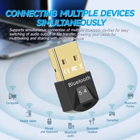 USB Bluetooth 5.4 Adapter Sändare Bluetooth-mottagare Ljud Bluetooth-dongel Trådlös USB-adapter för dator PC Bärbar dator 10 best sales trådlös mottagare - №6