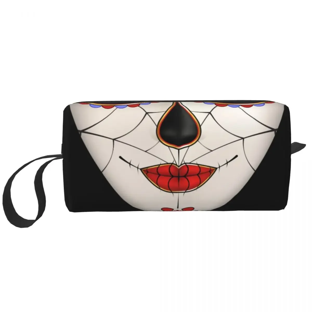 Neceser de viaje bonito Día de los muertos La Catrina para mujer, bolsa de maquillaje cosmético con calavera de azúcar mexicana, Kit Dopp de almacenamiento de belleza