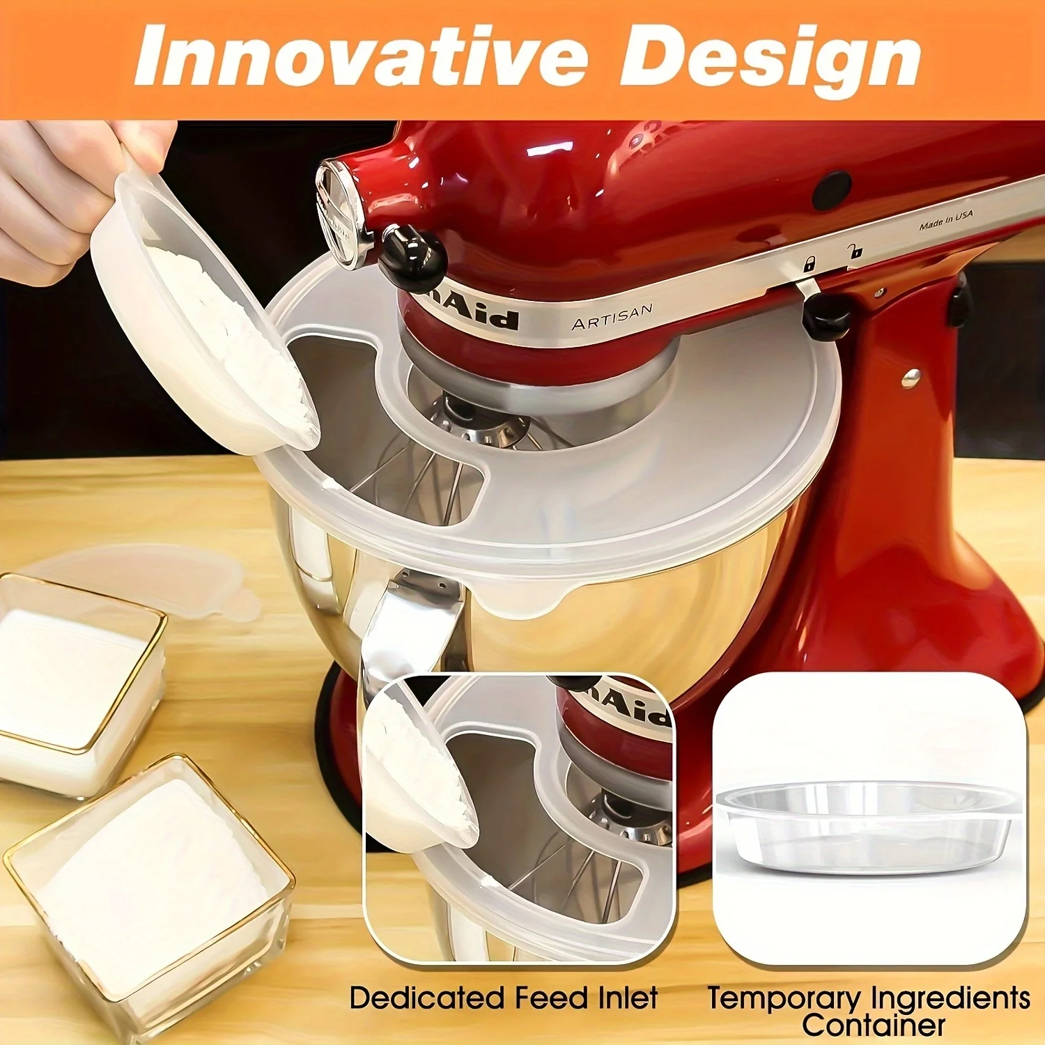 1 piece of plastic cover, suitable for KitchenAid kitchen inclined head stand mixer 4.5-5qt stainless steel bowl cover