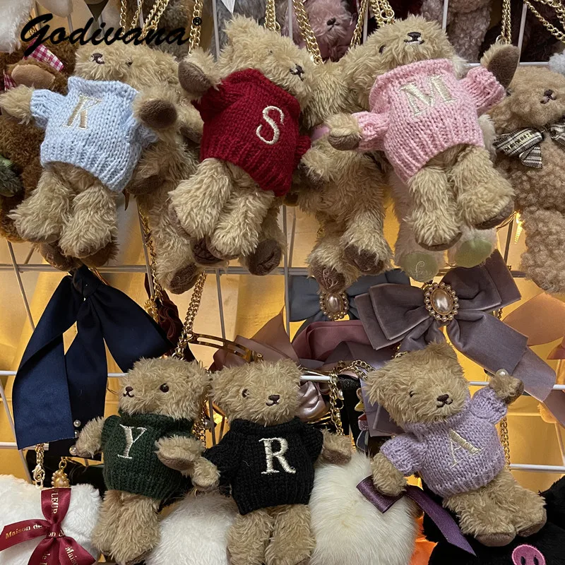 Japanese Autumn and Winter New Christmas Sweater Small Cute Bear Handbag Pendant Female Students Hanging Ornament Gift