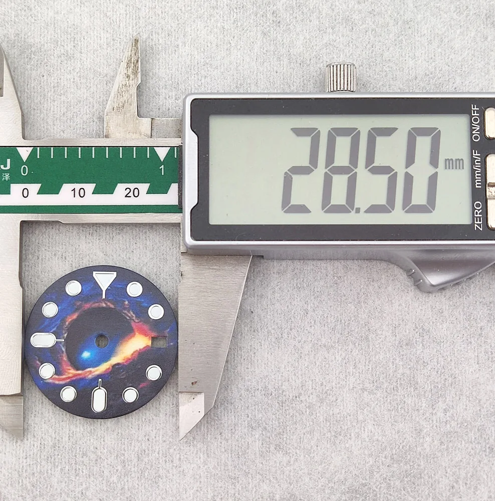 Циферблат 28,5 мм, циферблат NH35, циферблат NH36, зеленый, полностью светящийся циферблат, запасные части, высококачественный циферблат для часов, подходит для механизма NH35/NH36