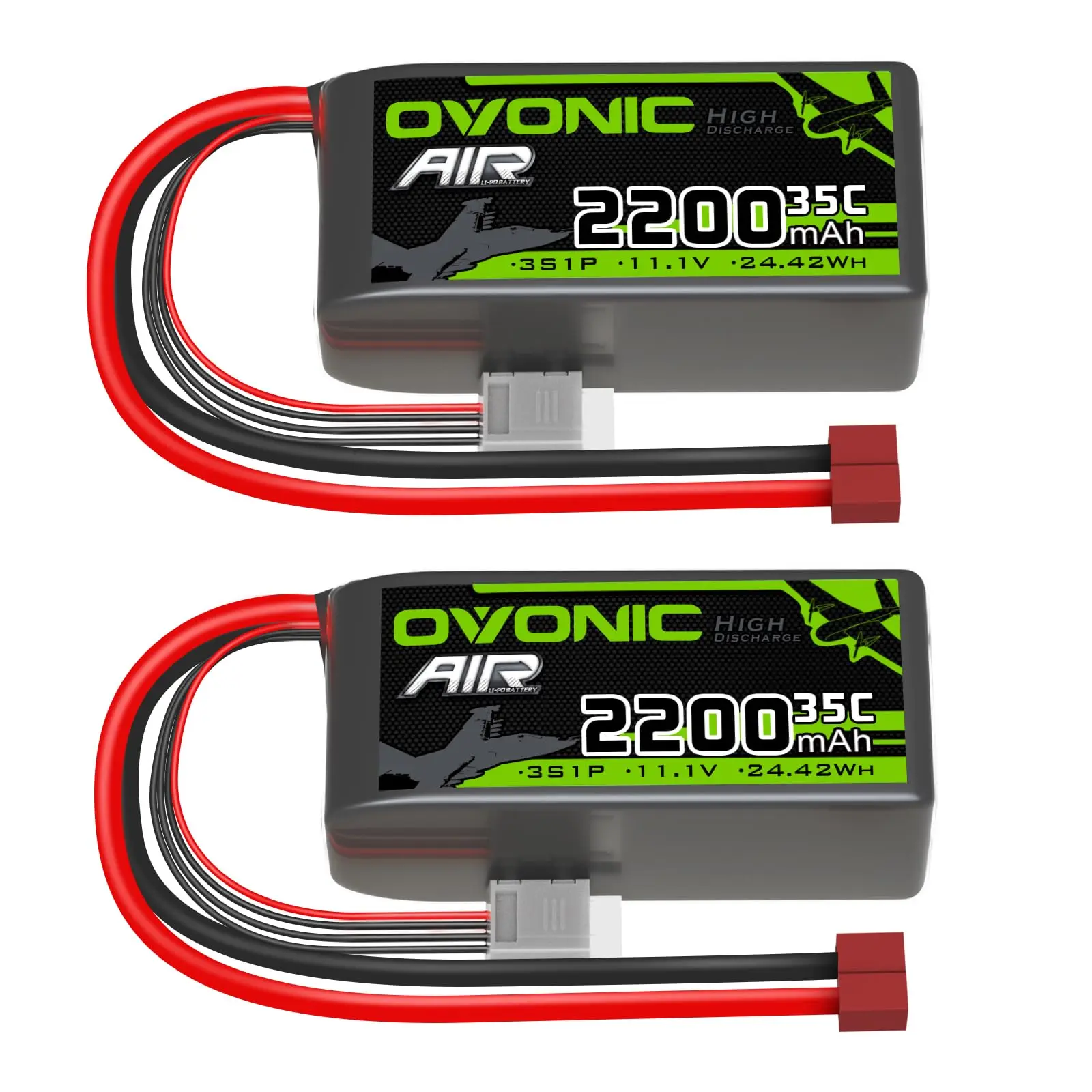 OVONIC 3S Lipo Battery 35C 2200 mAh 11.1 V Short Pack with Deans Connection for Aircraft Helicopter for 1:14 RC Car RC Plane (2P