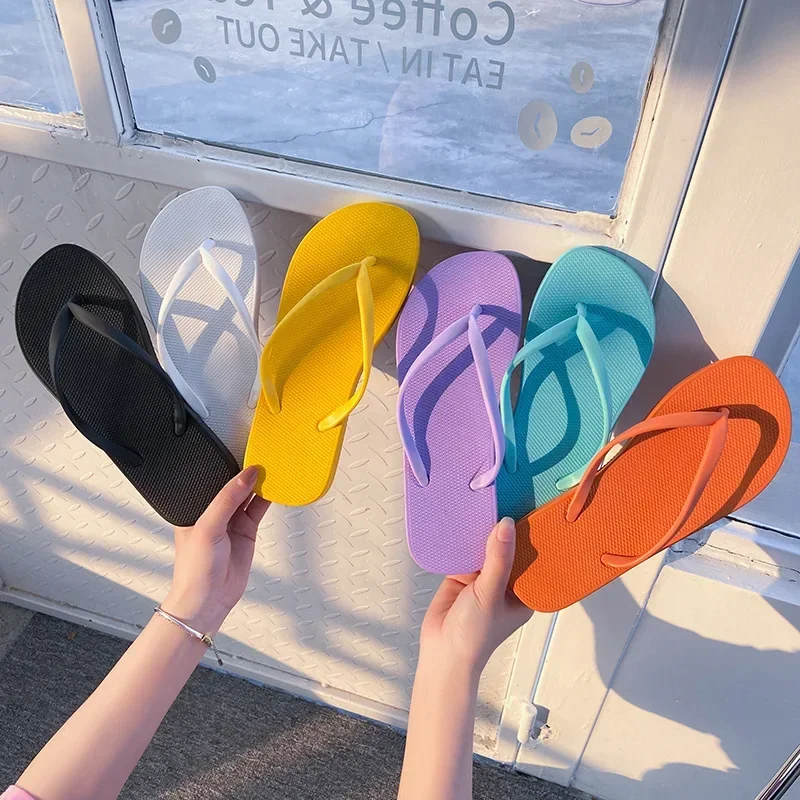 Women Summer Flip Flop Slippers Antiskid Bathroom Bathing Beach Beach Plywood Summer Cool Slippers Non-slip Breathable Fashion