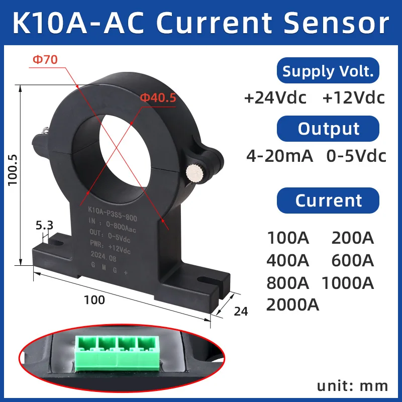 Hall Effect Current Sensor K10A Current Transducer K10D Split Core Current Sensor