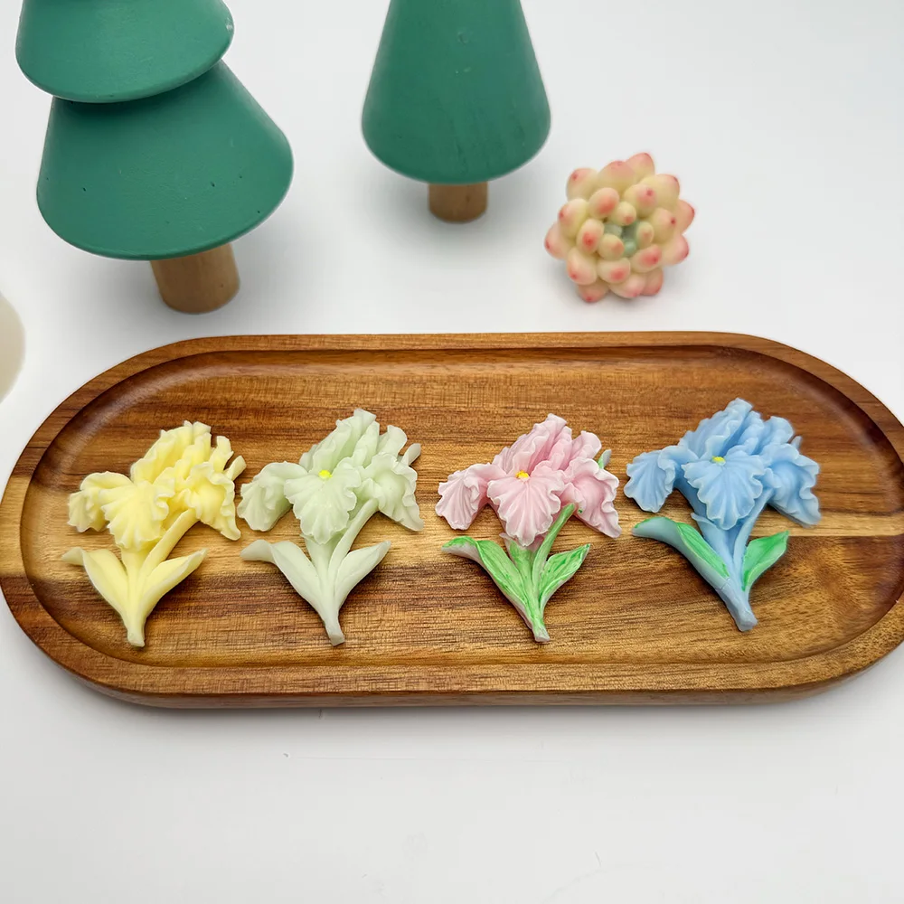 قالب سيليكون لصناعة يدوية لشموع الجبس المعطرة على شكل زهرة القزحية #2