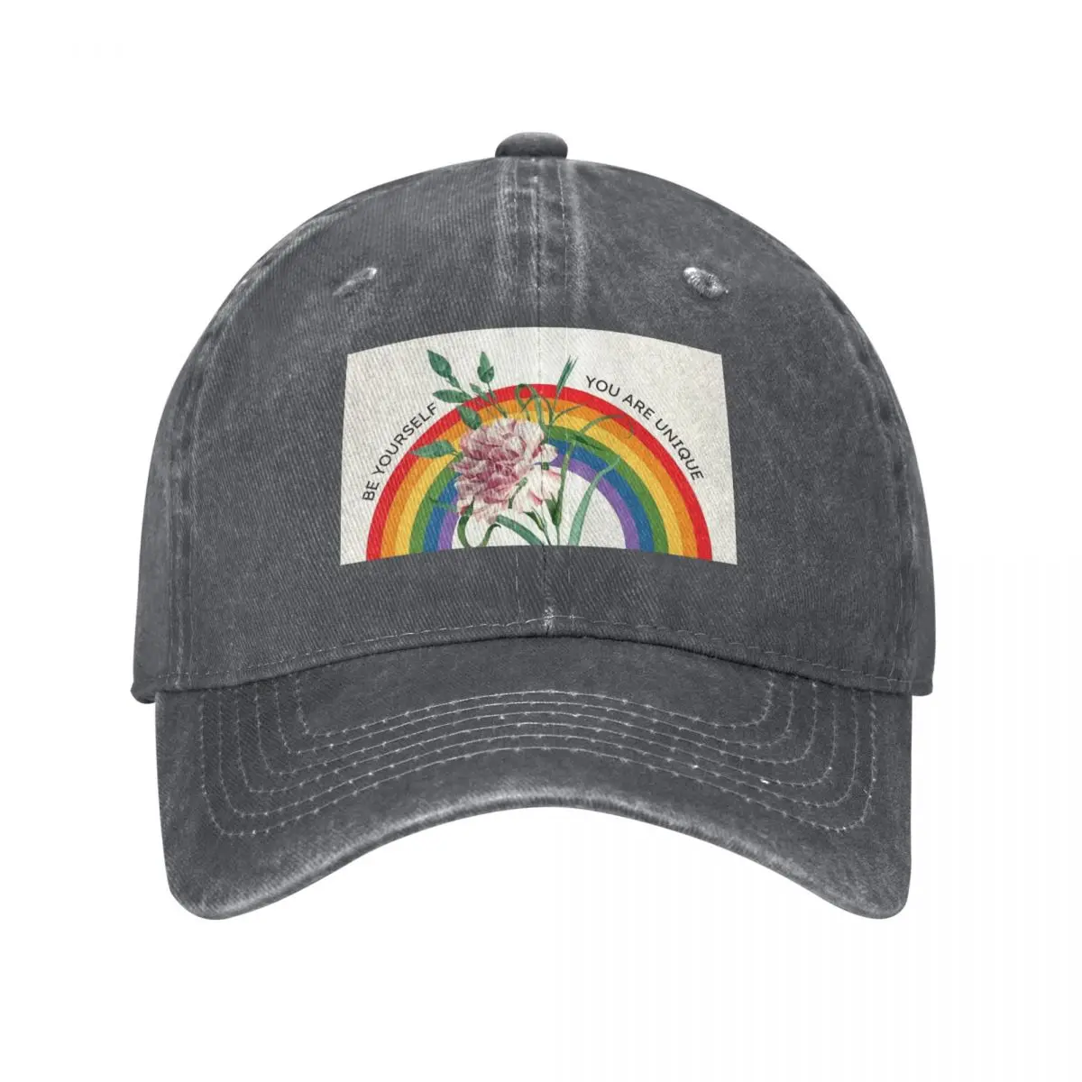 

Striped Peony Rainbow Pride Baseball Cap Hat Man For The Sun Luxury Hat Military Cap Man Girl Men's