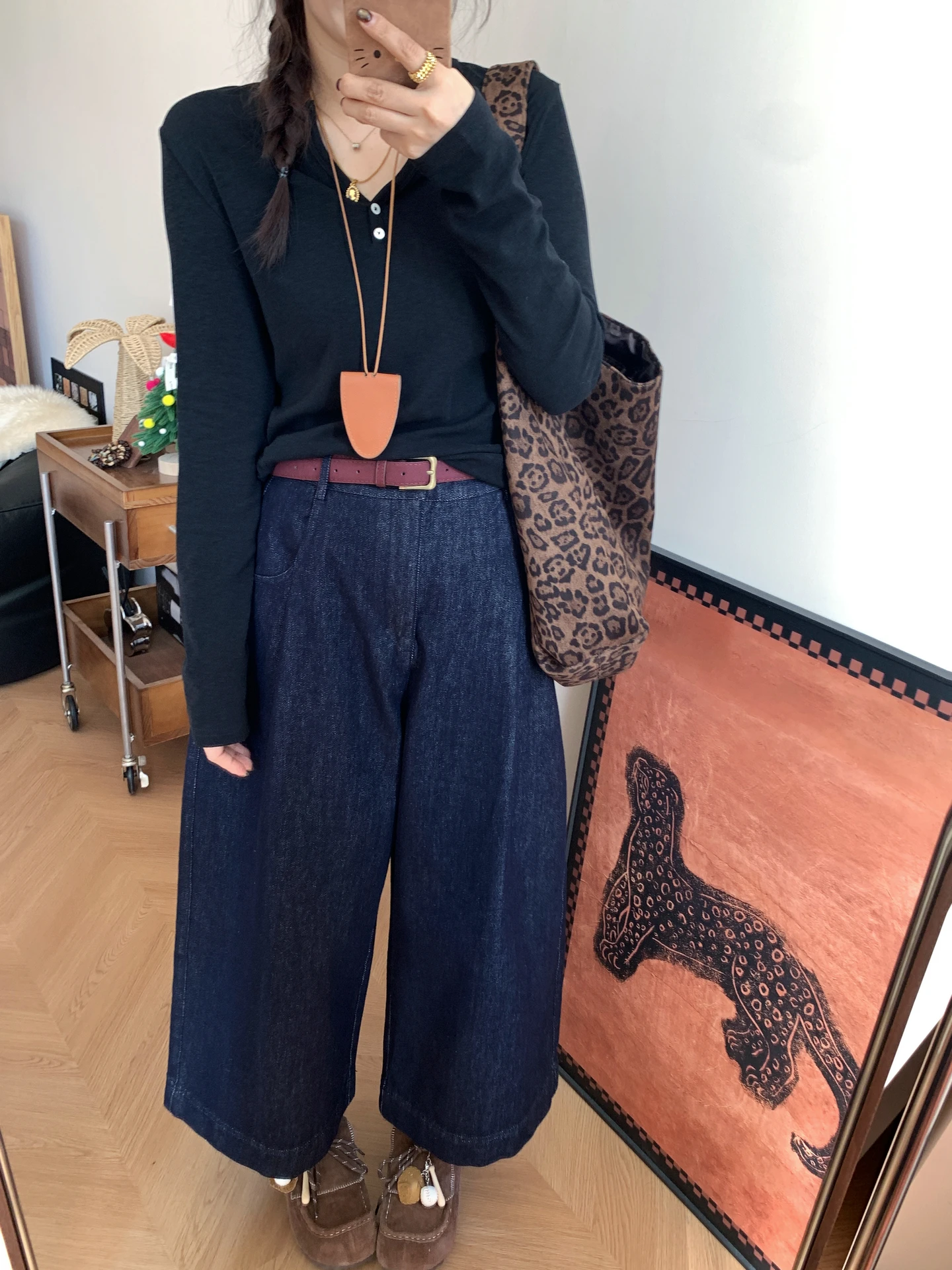 

Джинсы с высокой талией, свободного кроя, 7-дюймовые, из денима, осенне-зимние, новые, в японском ретро-стиле, для женщин, маленькие размеры, широкие штанины