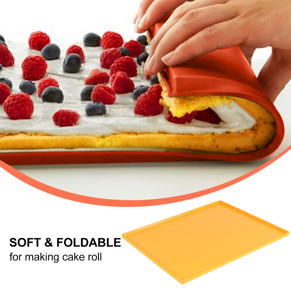 

Cake Roll Bake Mold Double-sided Cake Roll Baking Tool Houshold Cake Baking Supplies for Home Bakery (Orange)