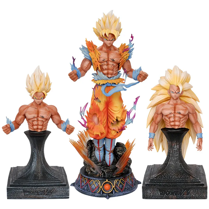 33.5cm Dragon Ball Goku Figures Son Goku Anime Figures Super Saiyan 3 Gk Statue Figurine Model Doll Collection Room Decora Toys