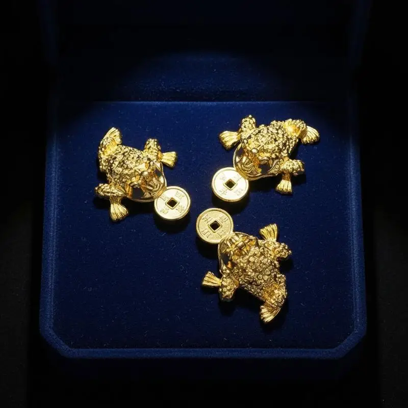 5PCS Feng Shui Pocket Toad Frogs Fortune Keychain Car Key Ring Charm Bag Pendant