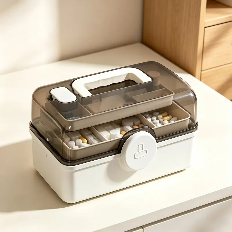 3‑Layer Large‑Capacity First‑Aid Box, Portable Family Medicine Storage Container for Household & Outdoor Travel Emergency Use
