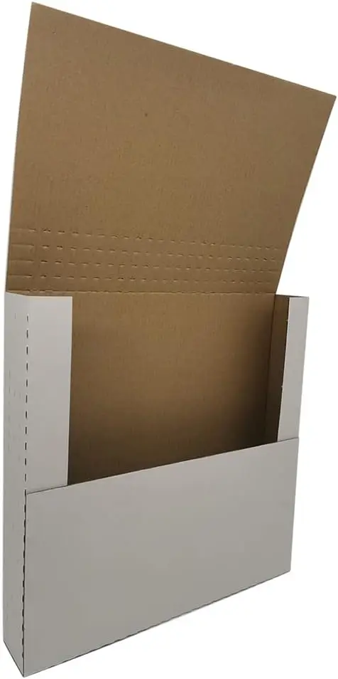 

50 Pack 12" Vinyl Record Mailers, Height Adjustable Box for Shipping LPs, White Corrugated Cardboard