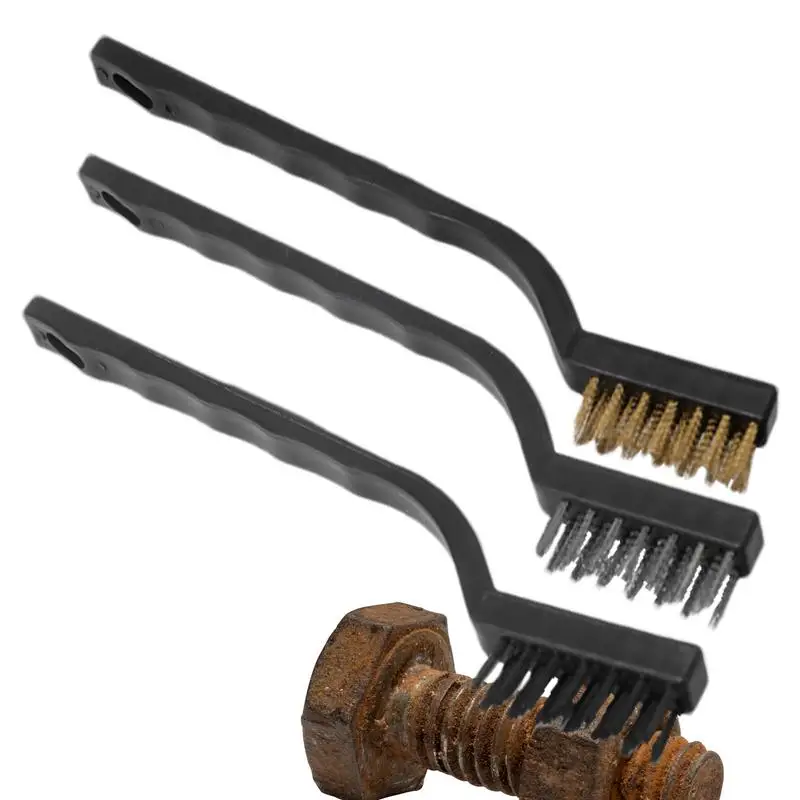 

Wire Brushes For Cleaning Heavy-Duty Rust Remover Brush Brass Scrubber With Ergonomic Curved Handle Long-Lasting Rust Removing