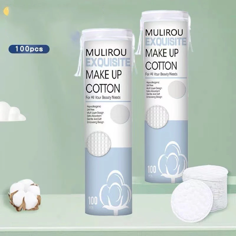 Il batuffolo di cotone rotondo morbido e traspirante da 100/400 pezzi con struttura bifacciale viene utilizzato per la pulizia quotidiana del viso e la rimozione del trucco