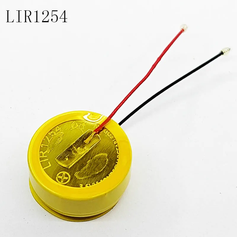 2PCS LIR1254 3,6 V Akku Knopfzelle Mit Linie Li-Ion Batterie Für Bluetooth Headset Maus Schweißen Draht