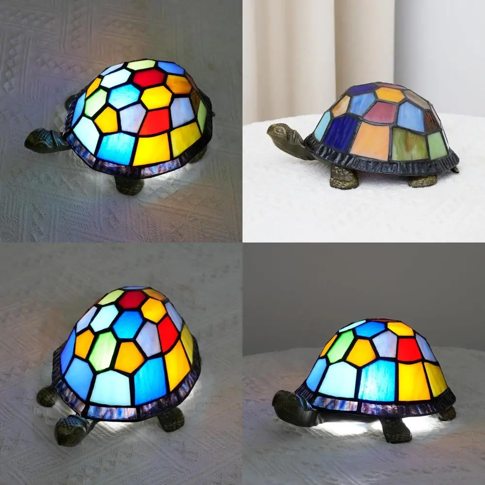

Ночник-черепаха из витражного стекла - маленькая настольная лампа для детских комнат, гостиных и рабочих столов