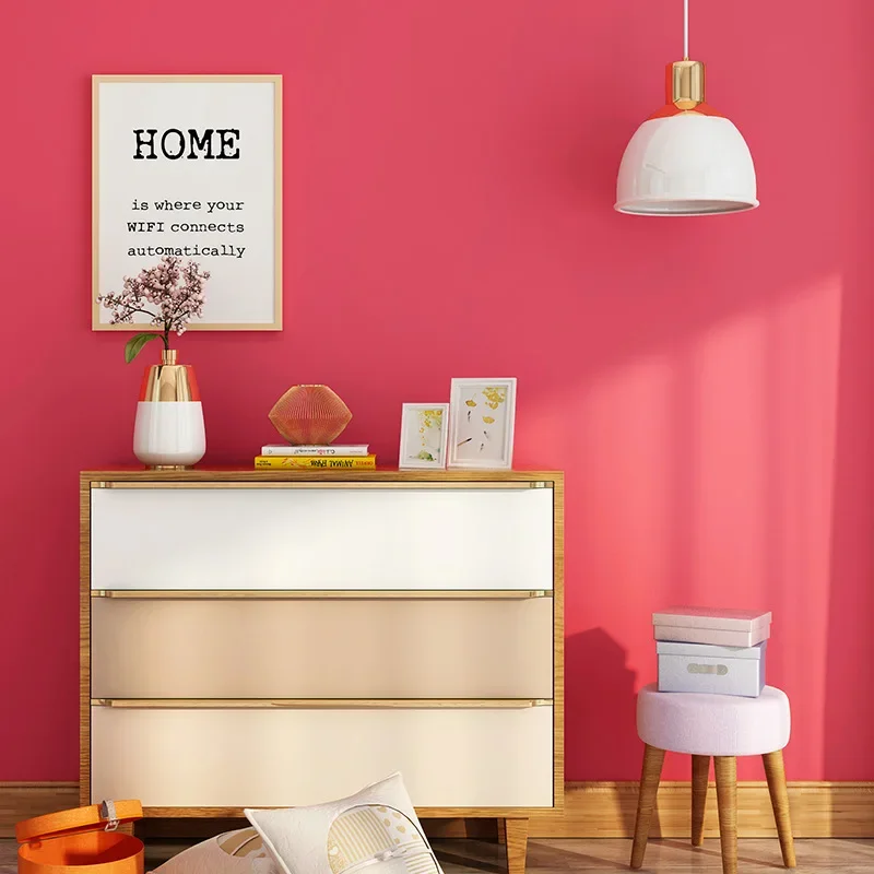 Thickened non-woven plain color wallpaper bedroom living room wedding room full of television background wall carmine wallpape