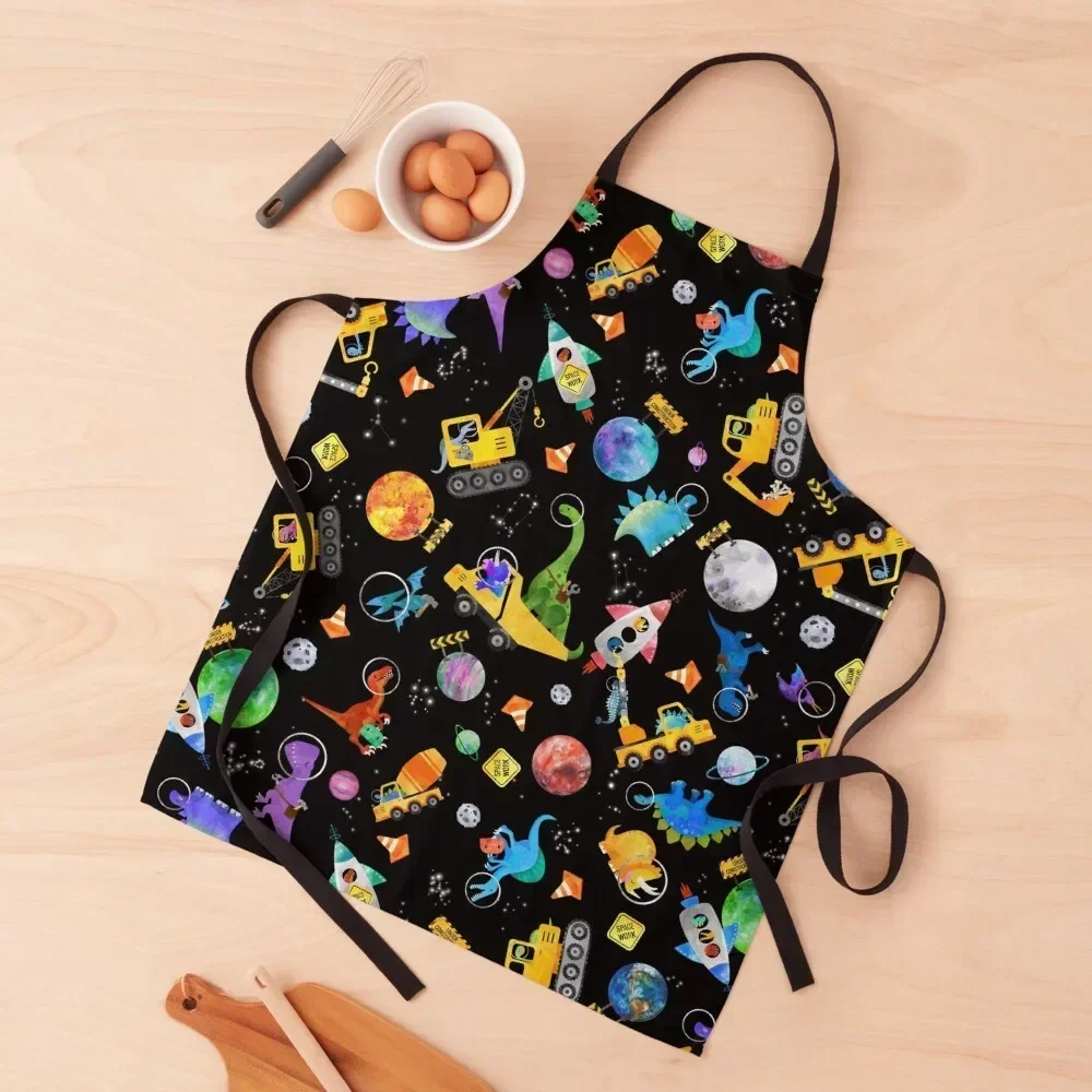 

Dinosaur Space Crew Construction Vehicles Apron Chef Accessory Womens Dresses Apron