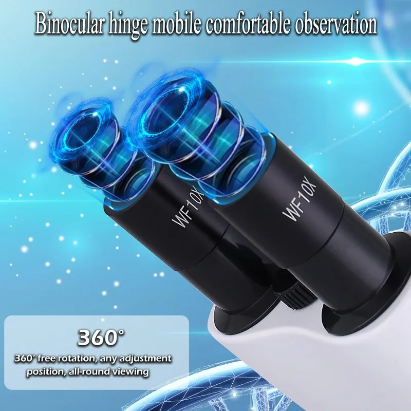 กล้องจุลทรรศน์แบบประกอบ, กล้องจุลทรรศน์ระดับมืออาชีพสำหรับงานวิจัย 40X-2500X, เลนส์ตา WF10x และ WF25x, ไฟ LED คู่ และสองชั้น