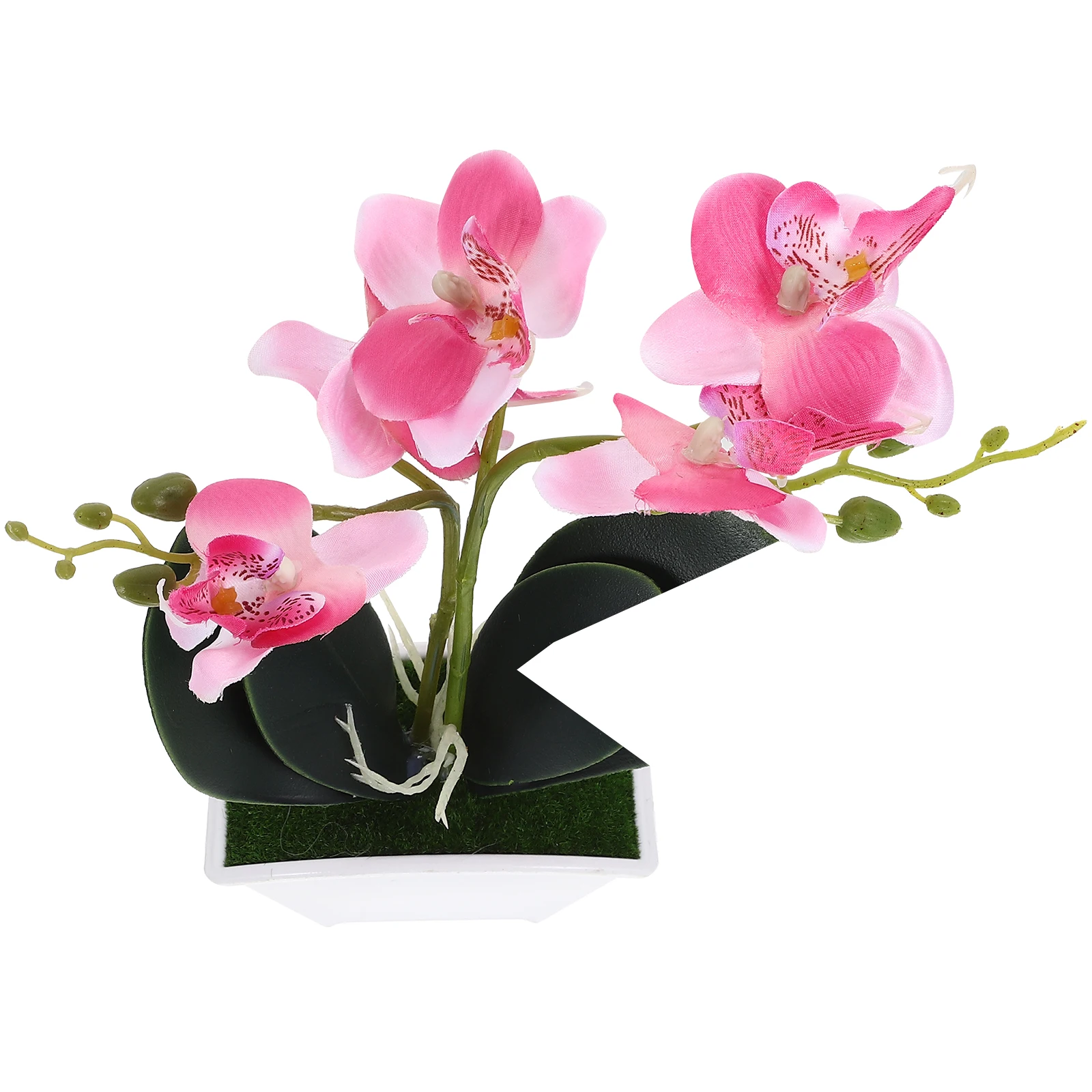 

Mini Artificial Phalaenopsis Orchids Red Fruits Decor Plants for Desk Bookshelf Photography Props Silk Flowers